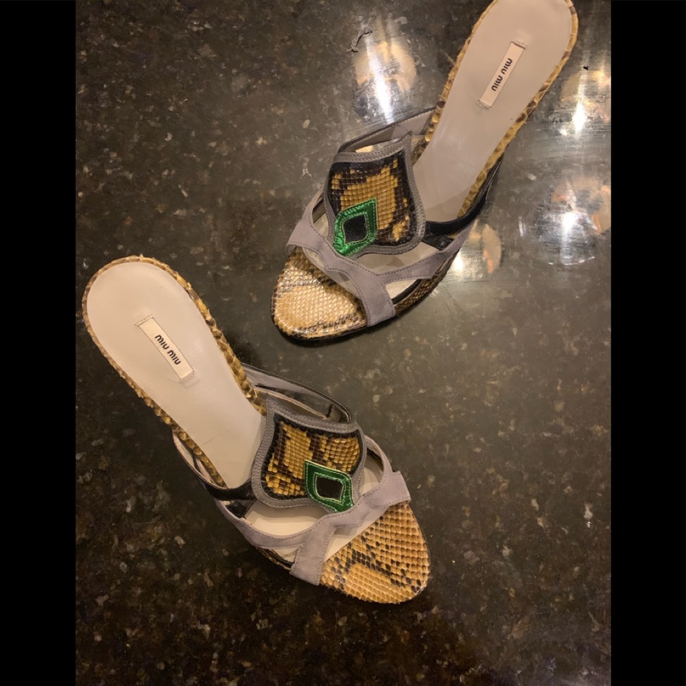Miu Miu peacock inspired heels